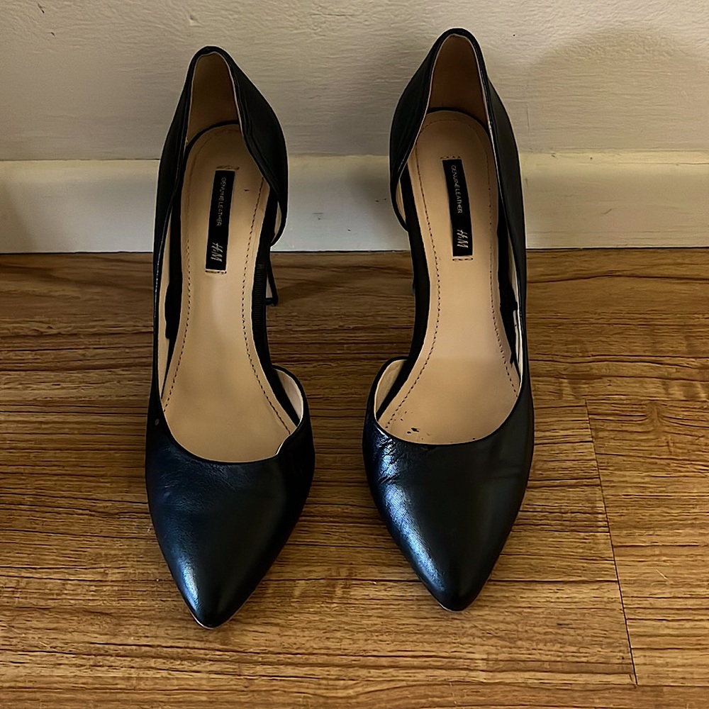 H&M Black genuinen leather stiletto, size 8 (eu 39)